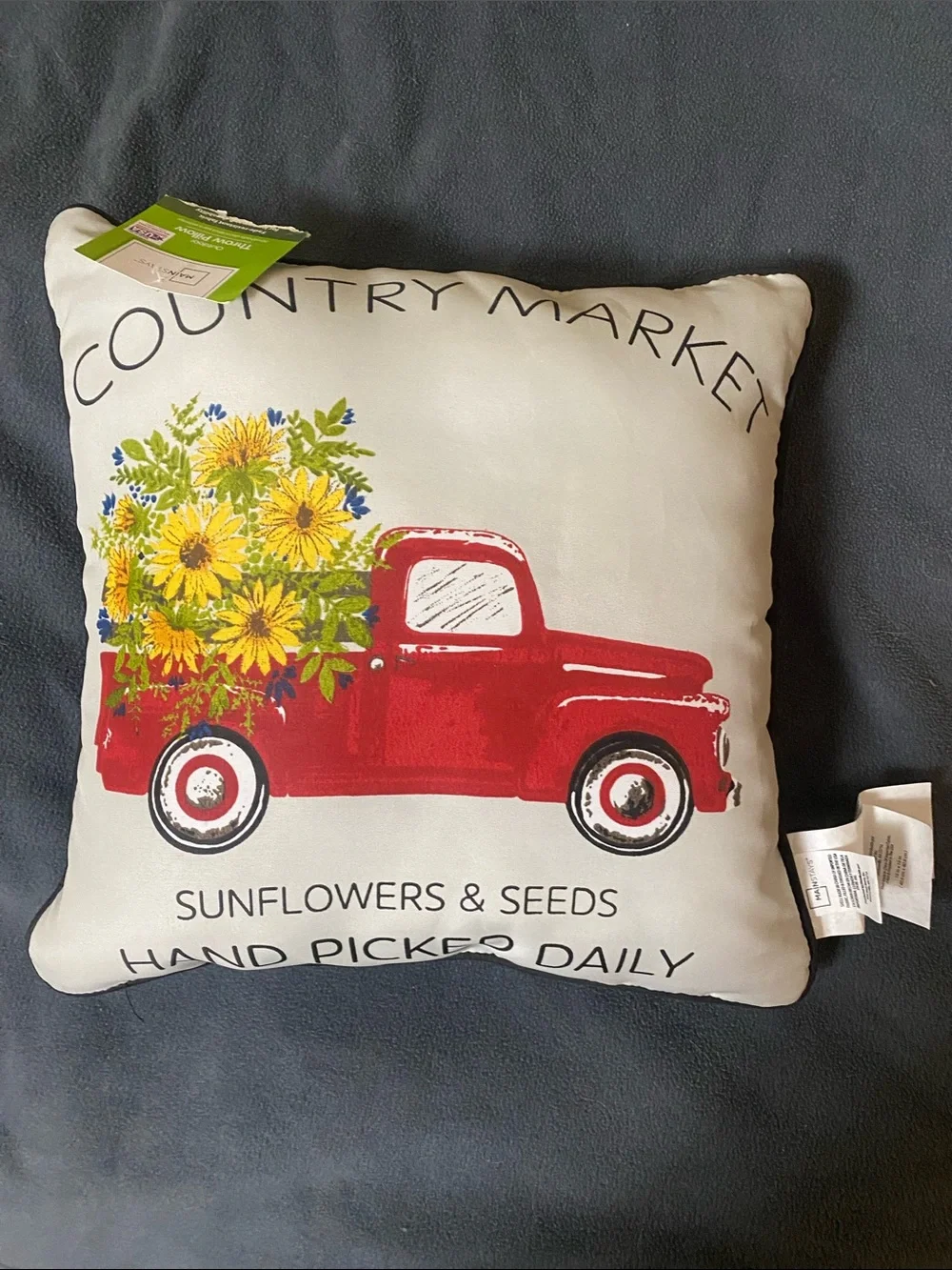 Mainstays Red Truck Sunflower Accent Pillow